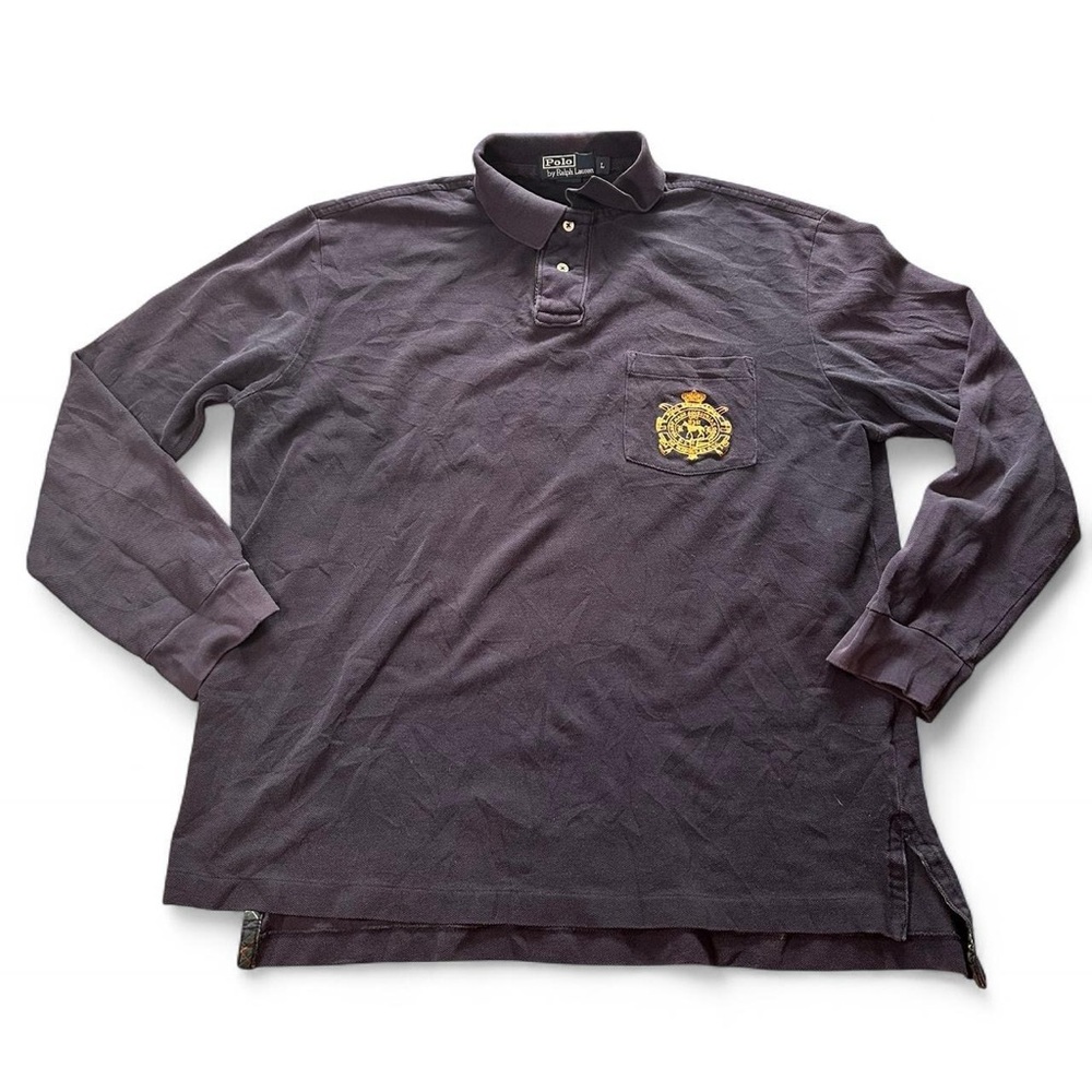 Vintage Polo Ralph Lauren Men’s‎ Navy Bleecker Long Sleeve Rugby Shirt Large